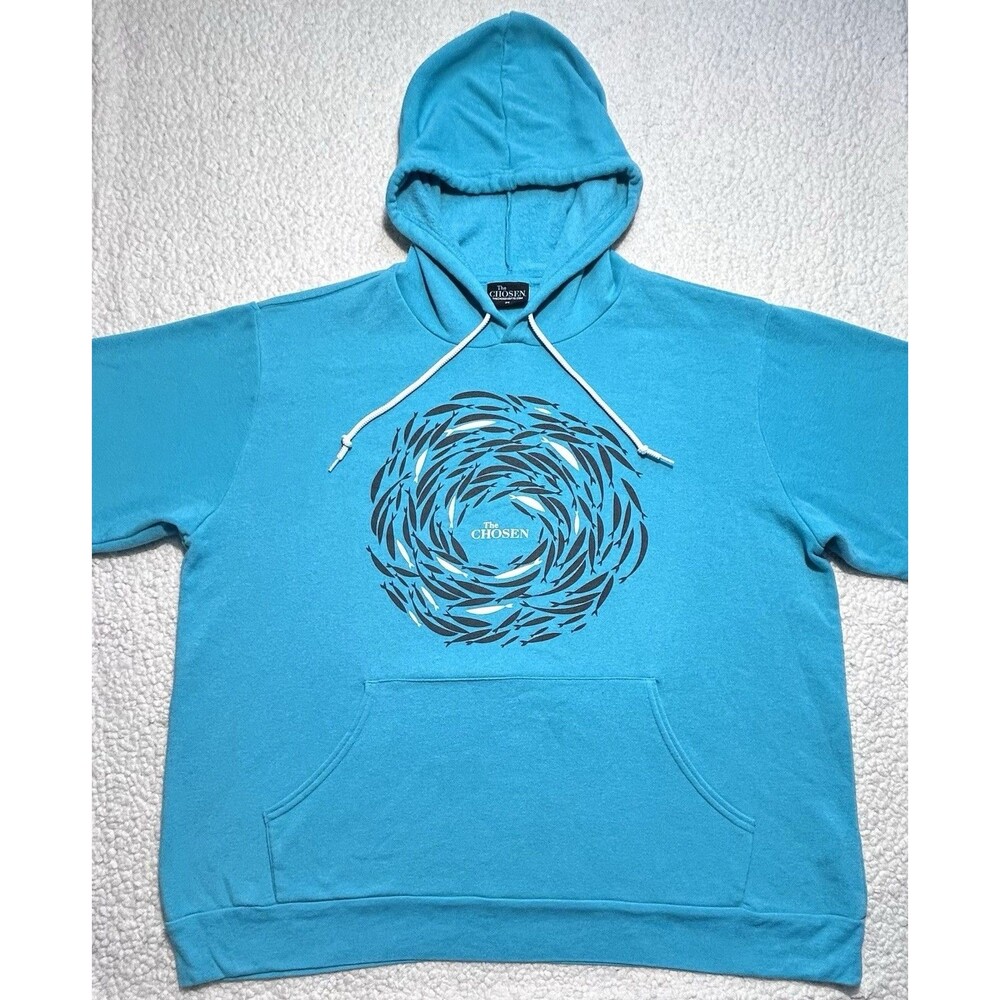 The Chosen Against The Current Teal Hoodie 2X XXL TV Series Christian Fish New
